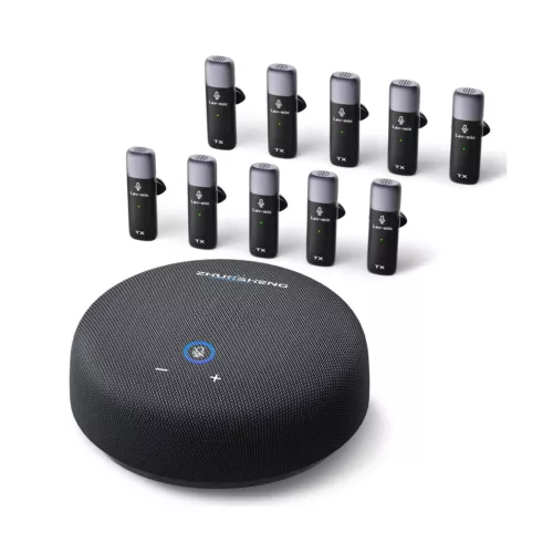 Conference Speaker and Microphone, USB Speakerphone with 10 Mics, 360° Pick