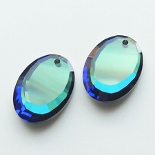 1 Rare Vintage Swarovski 6120 18x12mm Bermuda Blue Oval Crystal Pendant