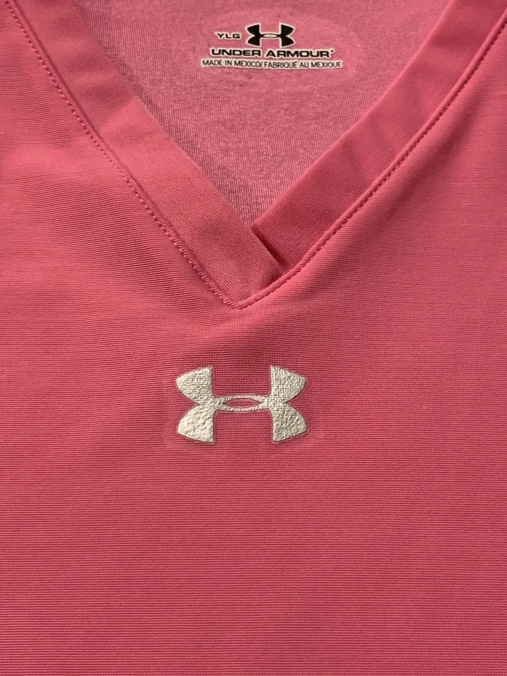 Under Armour Girls Youth Large V Neck Compression Shirt Pink BNWOT - Image 4 of 4