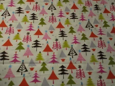 Cotton Fabric 1.3 Yards Directional Print Tiny Trees on White Michael Miller