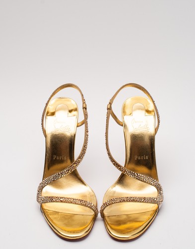 PVP €1095 CHRISTIAN LOUBOUTIN Rosalie Sandalias de Cuero Strass US10 UK7 EU40 Tacón - Imagen 3 de 12