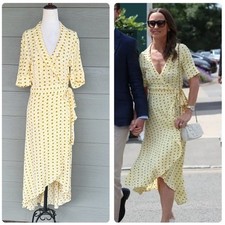 Ganni Floral Short Sleeve Wrap Dress