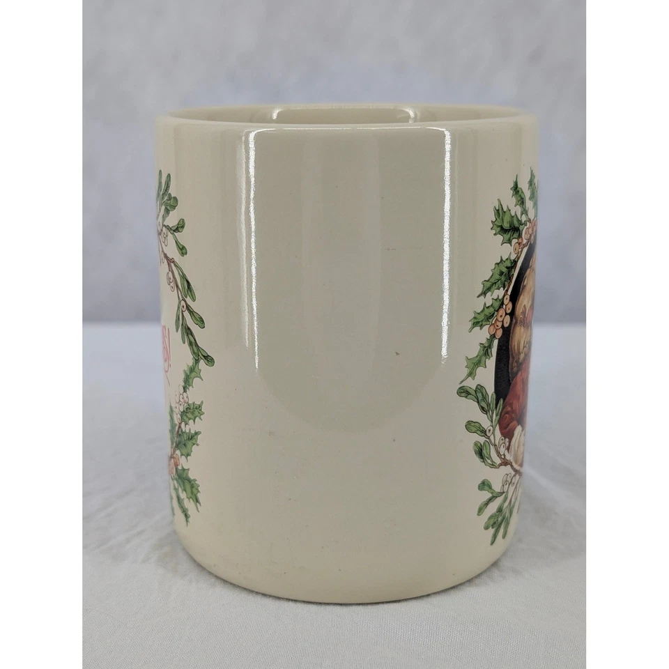 Vintage Hallmark Papai Noel Feliz Natal Holly Holiday Feito no Japão 12 Oz - Imagem 3 de 4