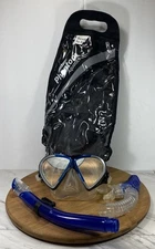 Phantom Aquatics 3 Window Mask Dry Snorkel Combo Blue  Snorkeling diving