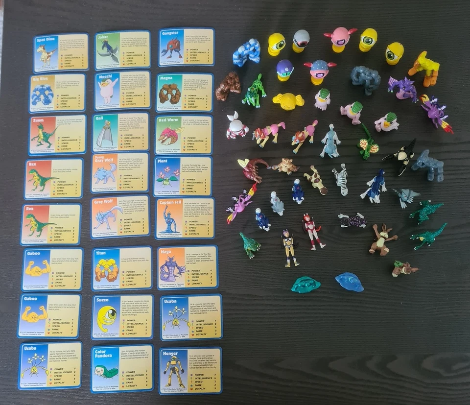 Top Konvolut Figuren Monster Rancher Paket - 46 Stück - 24 Karten - Vintage 1999
