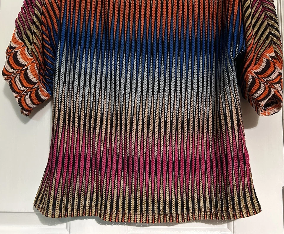 Alberto Makali Large Multicolor Dolman Sleeve Top Abstract Colorful Trippy Artsy - Image 4 of 4