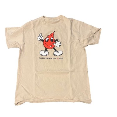 Red Cross Thumbs Up For Saving Lives T Shirt  Size L/XL Beige Unisex Cotton O2
