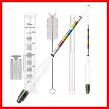 Triple Scale Alcohol Hydrometer 2 Pcs and Jar For Home Brew, Wine
