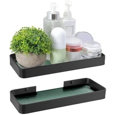 Z metnal Small Glass Bathroom Shelves, Matte Black Floating Shelf, Mini Wall ...