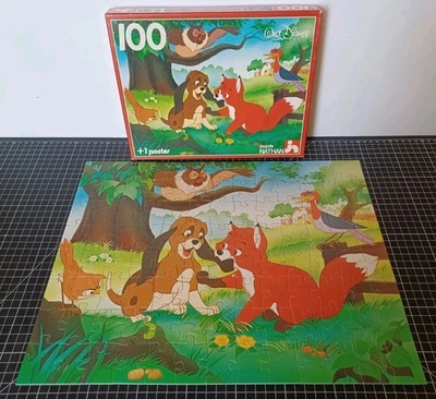 🦊🧩 Puzzle vintage Walt Disney Rox et Rouky Nathan 100 pièces 1982 Poster ✨️ - Photo 1/4