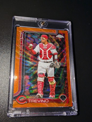 #ad 2025 Topps Chrome Update Jose Trevino Orange Wave 25 Reds $12.99