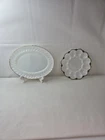 Vintage Milk Glass Serving Lot – Anchor Hocking Gold Trim Platter & Deviled Egg
