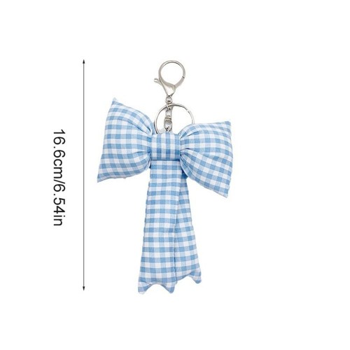 Cotton Filled Bow Bag Pendant Grid Y2k Bag Hanging 3D Bowknot Keychain Daily - Picture 3 of 16
