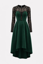 NWT ASOS DESIGN long sleeve lace top prom midi dress green/black