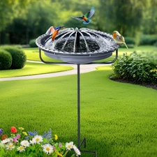 Solar Bird Bath Fountain for Outdoor, Solar Powered Hummingbird Water Fountai...