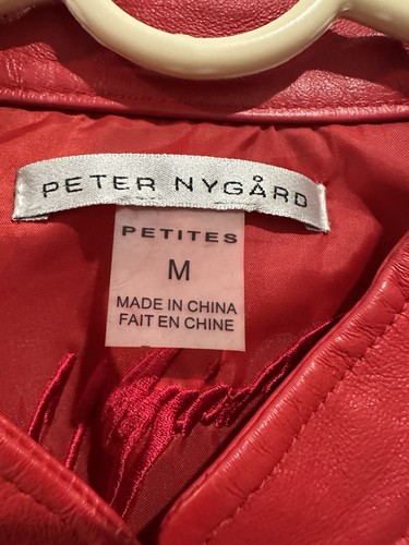 Vintage Peter Nygard Womens Leather Jacket Size M Red Studded Ruffles - Picture 3 of 6