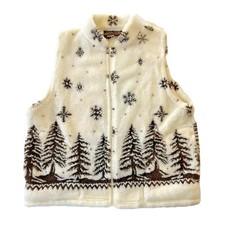 Vtg Cobblestone Canyon Vest Made in USA Winter Wonderland Womens XXL Beige Brown