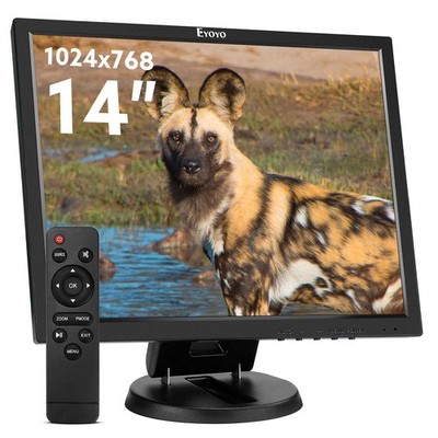 Eyoyo 14'' Security Monitor 1024x768 with HDMI/VGA/BNC/AV Clear CCTV HD Display
