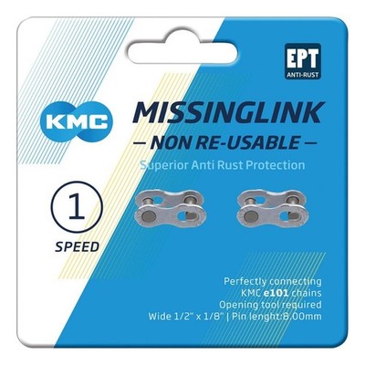 KMC Missinglink 1/2'' x 1/8'' 101 NR EPT 2 Stück, f. Ketten e101, breit, silber