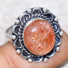 Sunstone 925 Silver Plated Ring US 8.5 Everyday Wear Design Most Beautiful AU C1