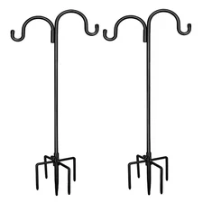 92 In. Adjustable Metal Double Shepard'S Hooks with 5-Prong Base, 2-Pack