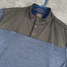 Greg Norman Pullover Mens 2XL XXL Blue Black Long Sleeve 1/4 Snap Golf Hydrotech
