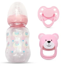 Pink Style Magnetic Pacifier and Bottle Set 2 Piece Reborn Baby Doll Accessories