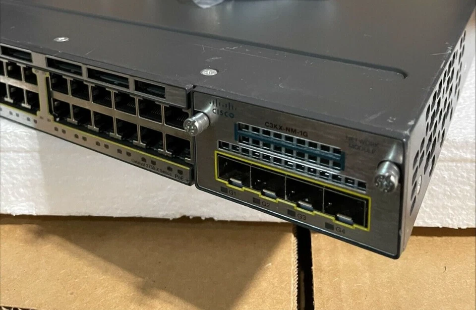 思科 WS-C3750X-48PF-S 48 端口千兆 IP 基础交换机 带双电源 & C3KX-NM-1G — 第 4/4 张图片