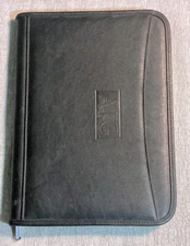 AIG Leeds Black Faux Leather Zip Around Organizer Portfolio Finance NEW