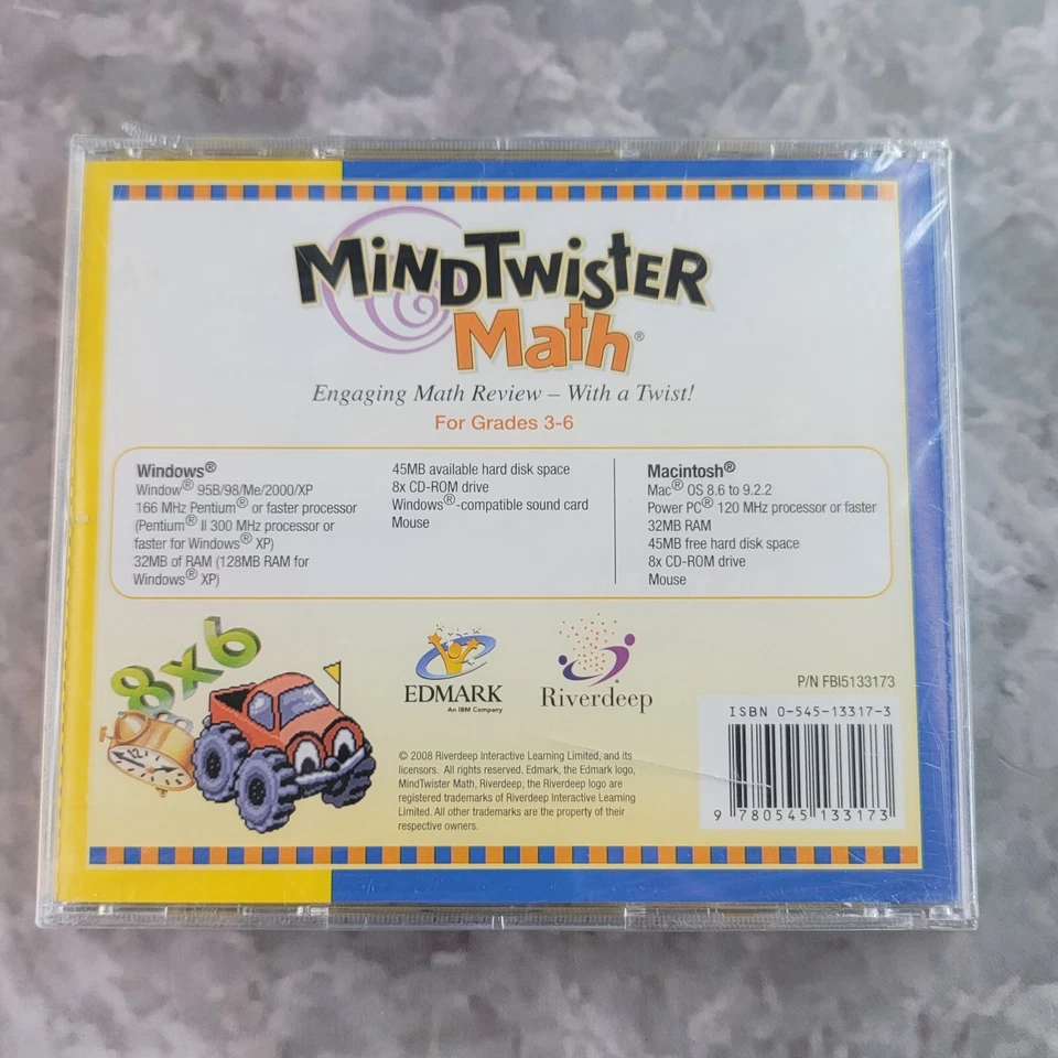 Mind Twister Math Grades 3-6 2008 Scholastics Edmark Riverdeep CD-Rom - Image 2 of 4