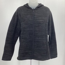 All In Motion Women's Sz L Soft Shell Full Zip Hoodie Fleece Lined Jacket Black