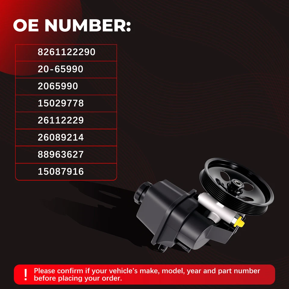 Power Steering Pump 20-65990 w/ Pulley & Reservoir For Trailblazer Envoy 2002-09 - Image 3 of 4