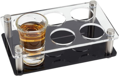 Shot Glass Holder Tray, 6 Hole Acrylic Bar Tasting Serving Tray, Wine Shot Glass
