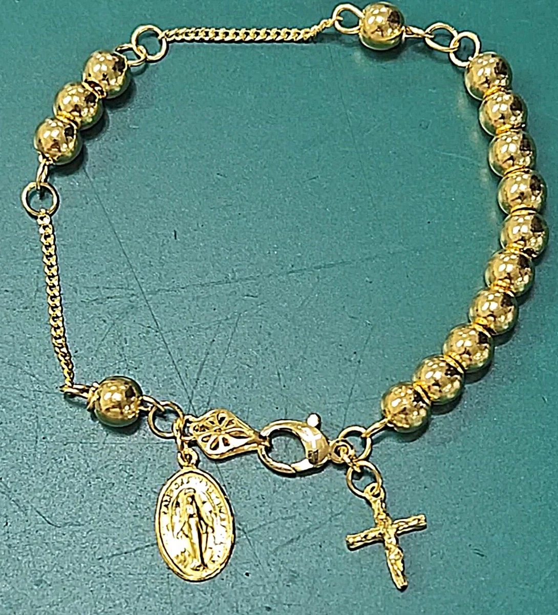 18k Gold Filled Pearl Rosary Bracelet