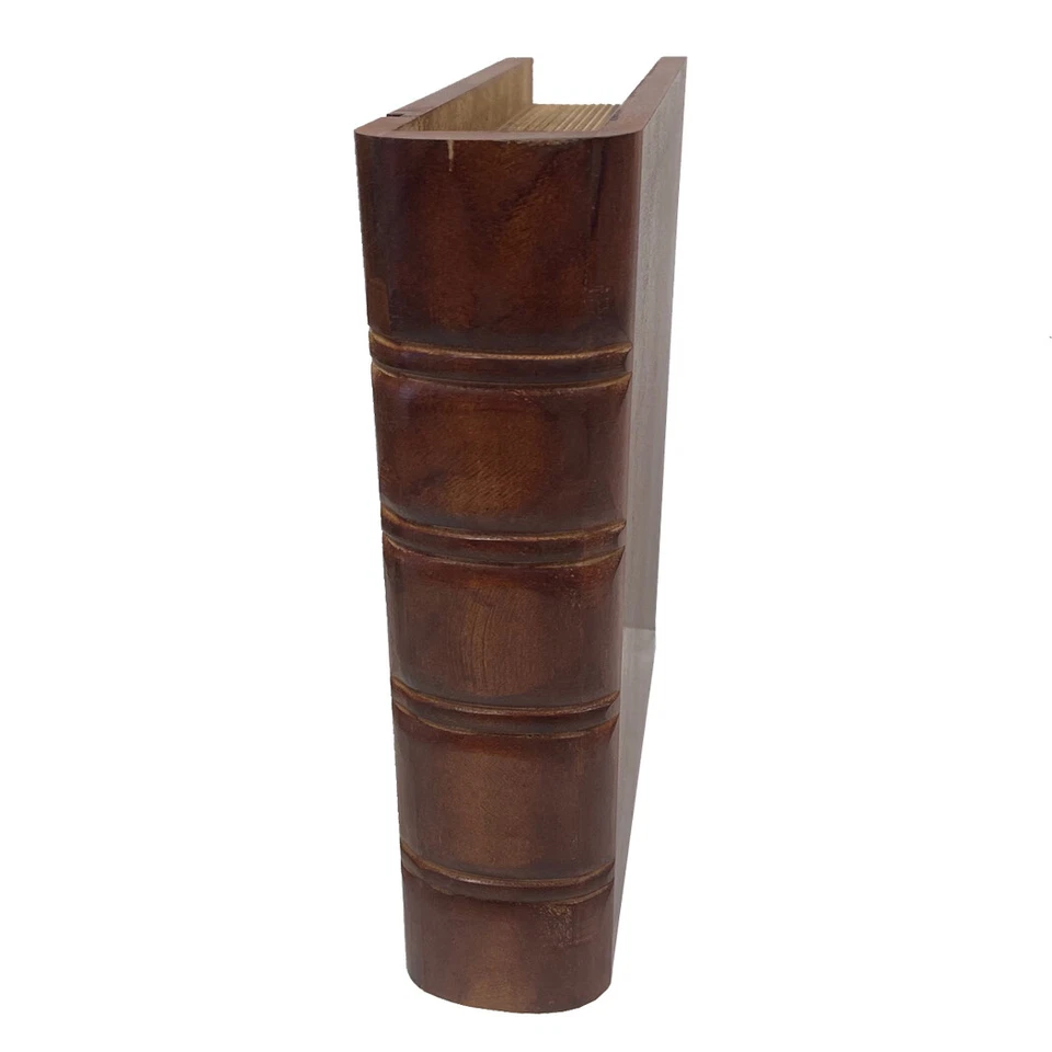 10" Brown Faux Leather Hollow Book Safe Storage Box - Image 3 of 4