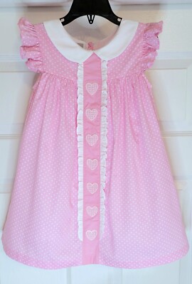Lil Cactus Toddler Girl's Flutter Sleeve Pretty in Pink Hearts Dress-Size-4T