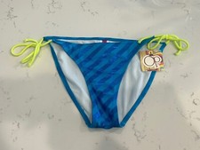 New Op Girls M 7-9 Blue Bikini Bottom Swimsuit Side Tie Bottom Vtg