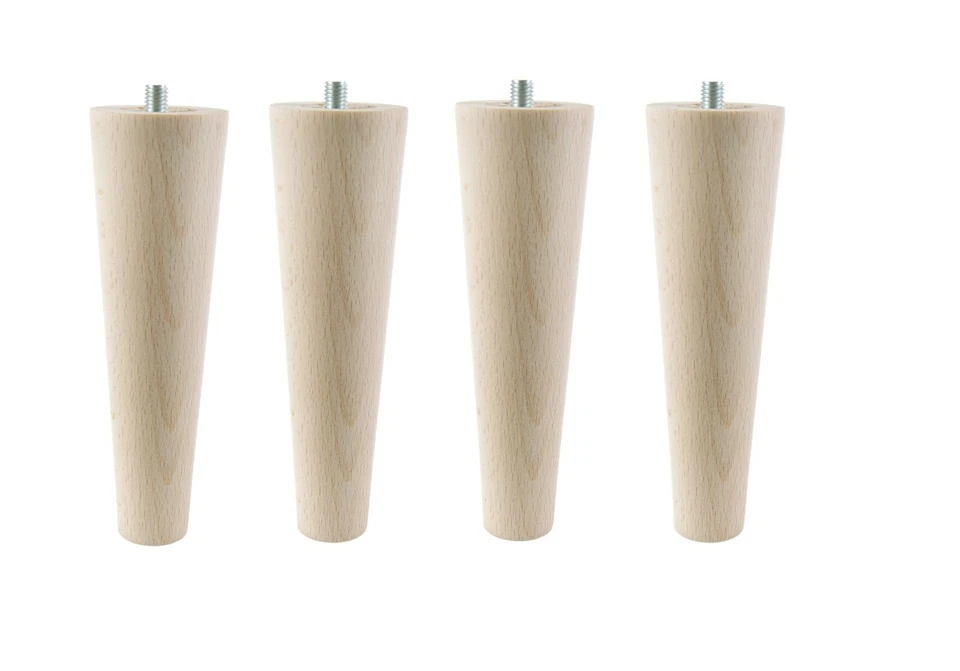 4xMöbelfüße Holz konisch Möbelbeine Gerade & Schräg Inkl. Montage Set - Bild 2 von 4