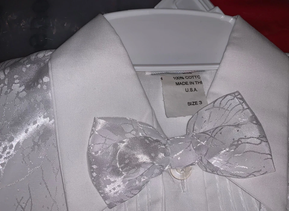 Новый ребенка ясельного возраста мальчиков крещение крещение свадебный костюм белый 5 изделий смокинг хвост Sz 3T - Изображение 3 из 4