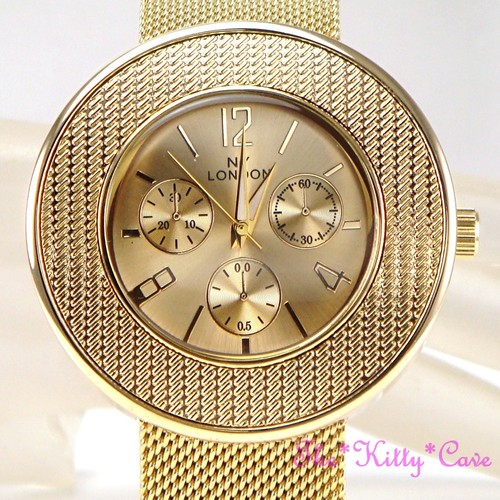 Designer Chainmail Stainless Steel Mesh Chunky Sporty Chronograph Look Big Watch - Picture 5 of 44