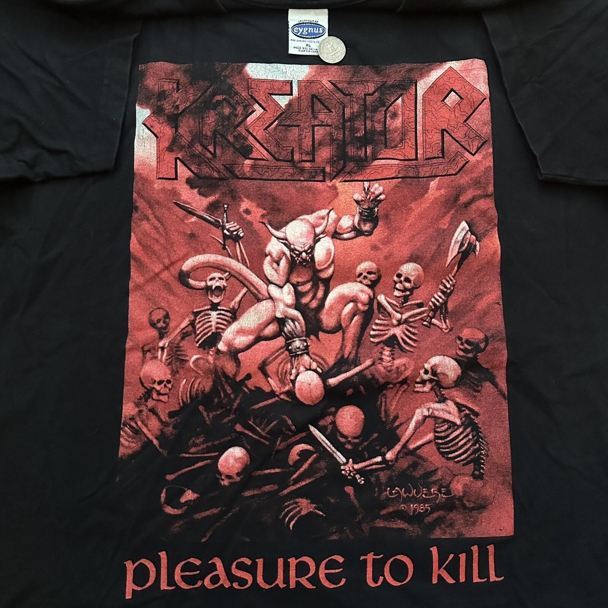 90s Bio-Politics バイオポリティクス レザー バングル y2k Vintage 2002 Kredator Pleasure to Kill Tour Tee T-Shirt XL Thrash