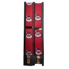 Vintage Christmas Suspenders Santa Elastic Stretch Metal Clips Adjust Buckles