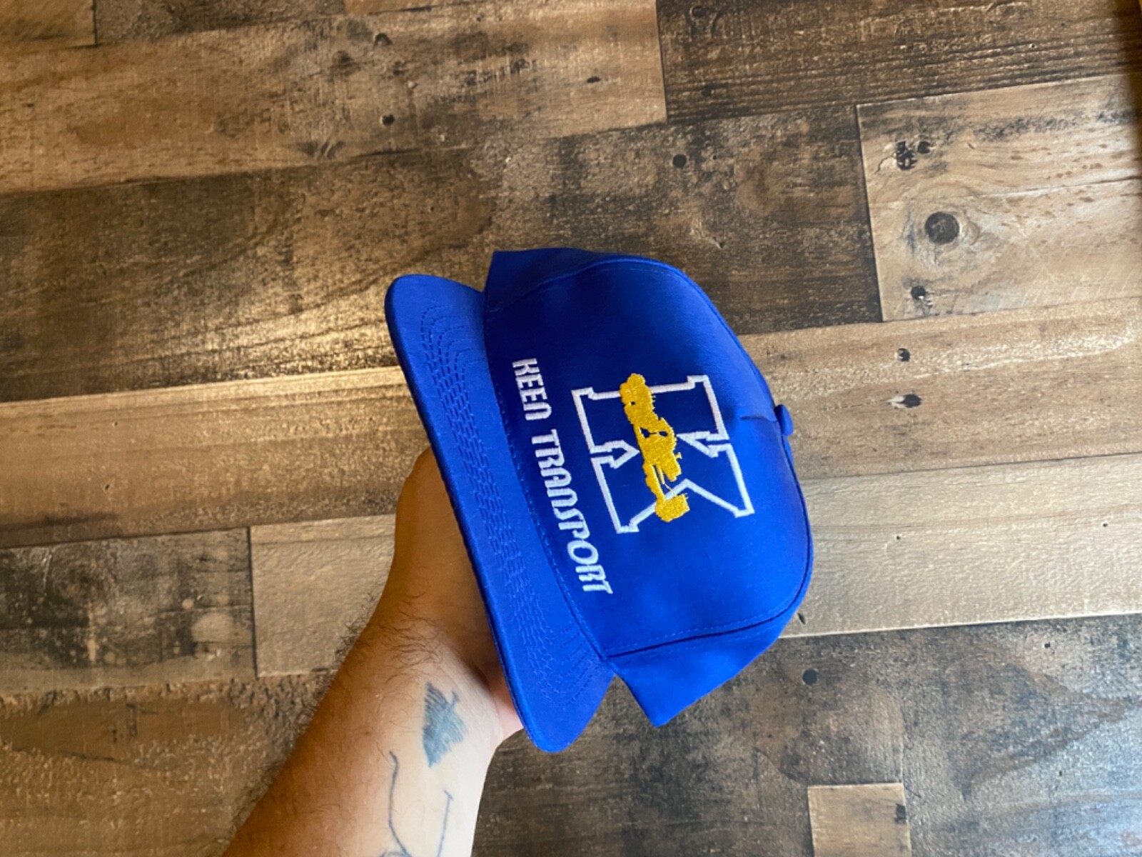 Cappello Snapback Keen Transport Vintage Cappello Prodotto USA Blu Bianco Giallo Camionsta