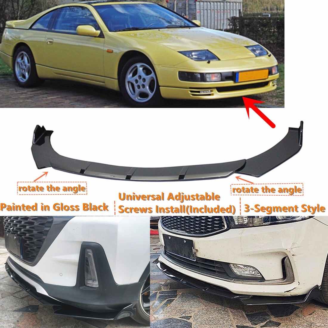 Riiicooo出品 Add-on Universal For 1990-1996 Nissan 300ZX Front Bumper Lip