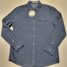 $149 New CRIQUET Casual Snap Button Front CORDUROY Shirt Men's XL X-LARGE Blue