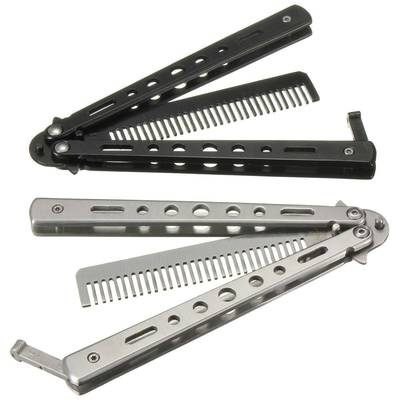 Black Balisong Metal Comb Practice Butterfly Trainer Antirust Training Dull NEW 