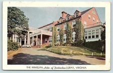 Postcard VA Luray The Mimslyn Hotel of Distinction 1950's Old Cars E11