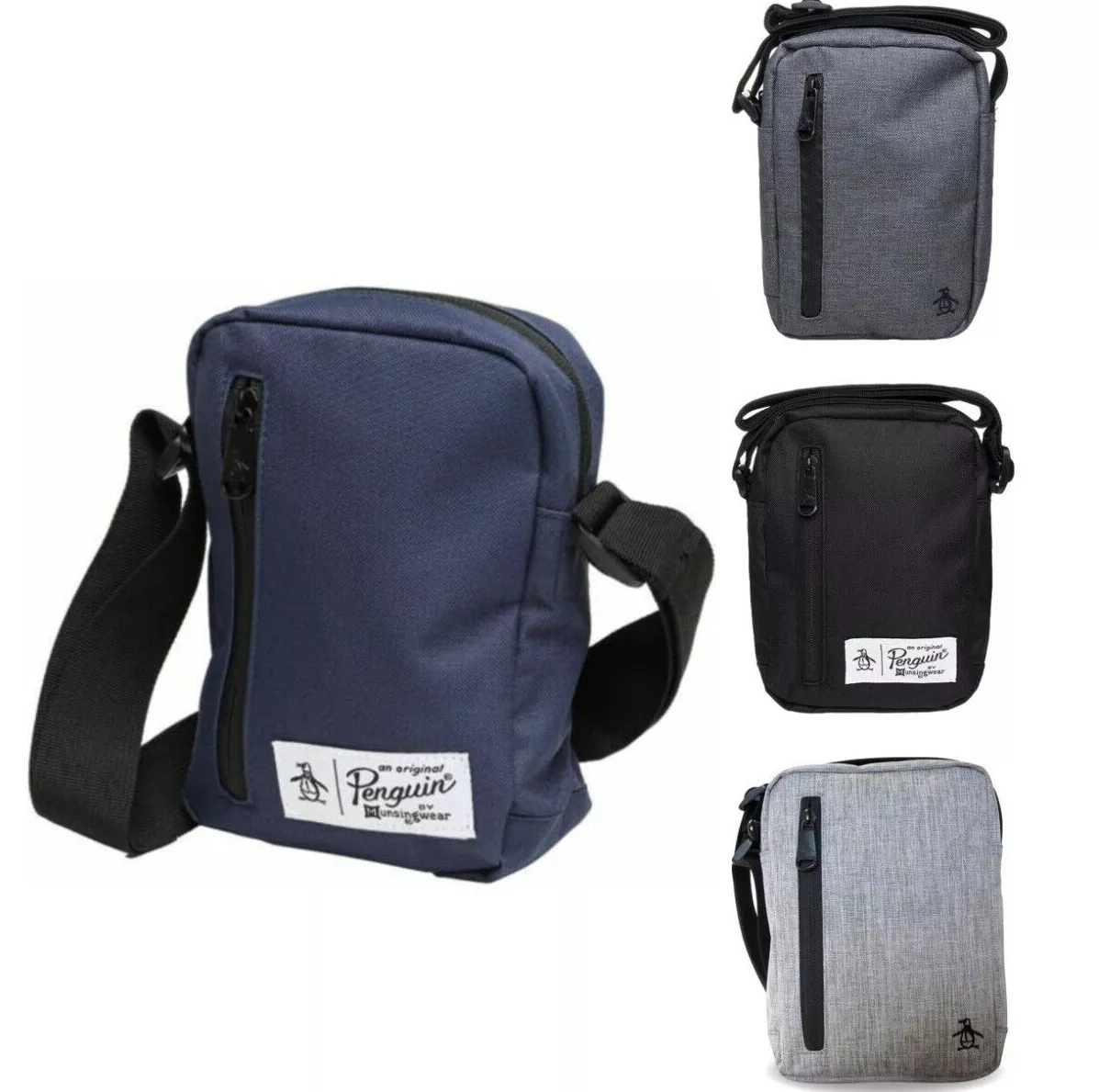 Men s Boys Original Penguin Small Cross Body Bag Zip Pockets 14 x 20 x 6 cm