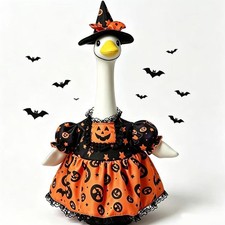 Halloween Porch Goose Outfit 23 Inch Jack-O-Lantern Pumpkin Costume Witch Hat