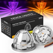 2x Led Watermelon Lights Amber Purple Dual Color Truck Trailer Marker Lights 12v